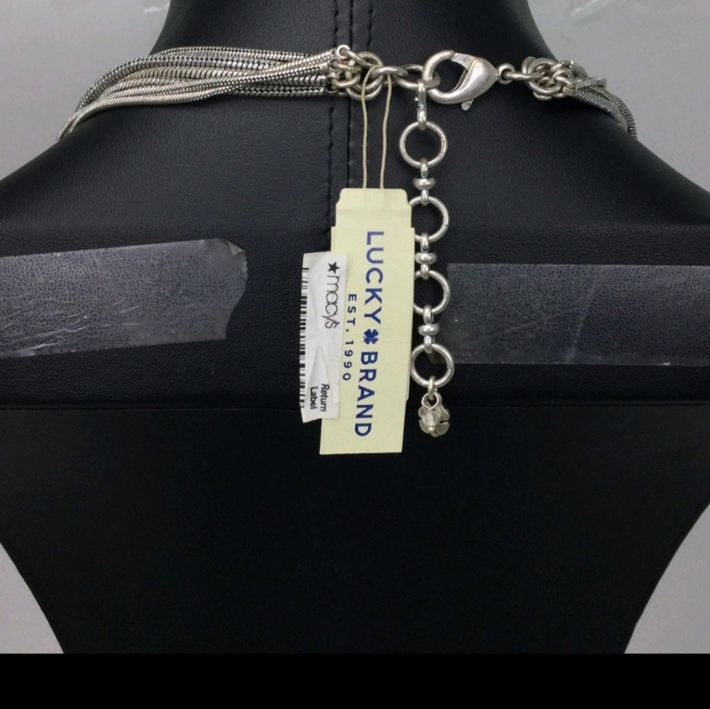 NWT Lucky Brand Blue Teal & White Beaded Multi Strand Necklace 32" - Picture 4 of 5